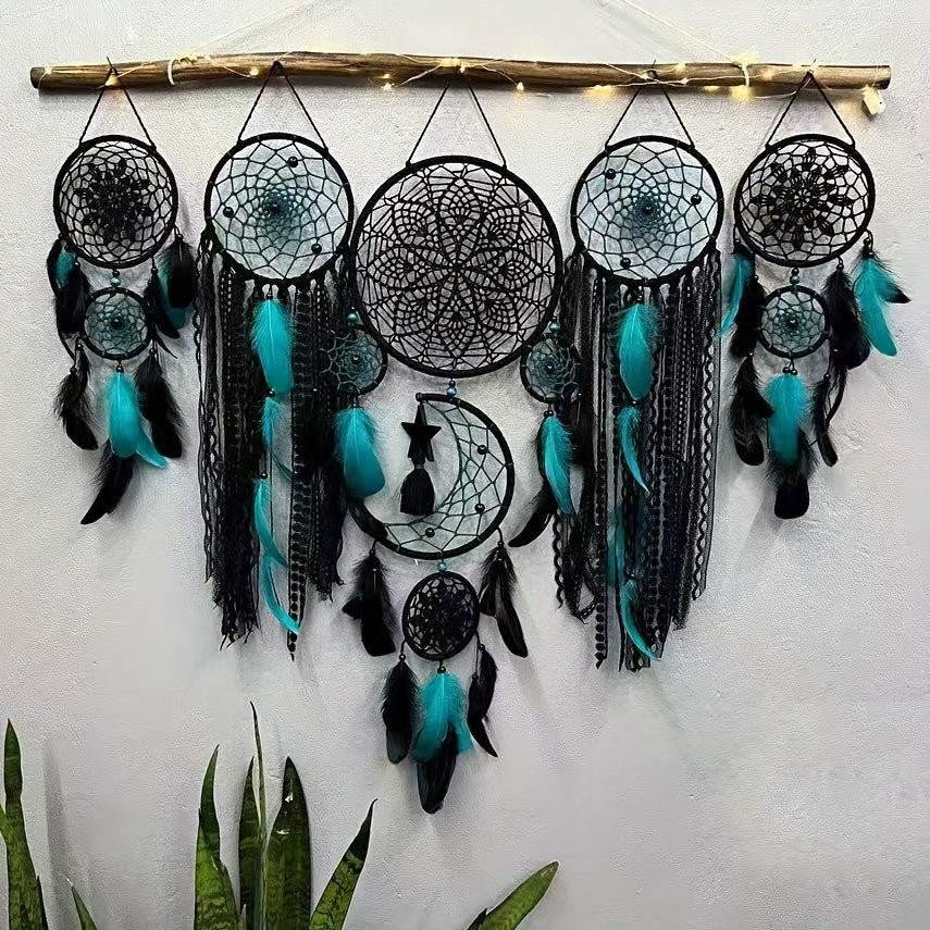 Bohemian Dream Catcher Wall Hanging Set of 5, European Style Home Decor, Feathered Handmade Dream Catchers for General Use, Universal Holiday Decor, No Electricity Required - 1 Set