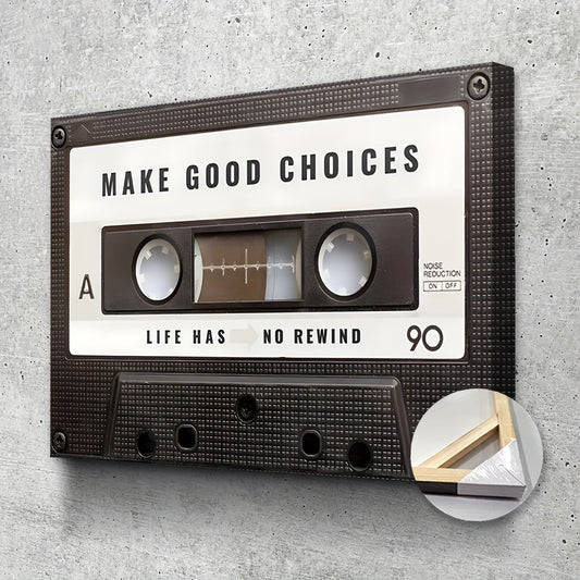 Vintage Cassette Tape Canvas Wall Art - Young Adults, Home Decor Enthusiasts, Minimalist Interior Designers - Painted, Wrapped Canvas, Indoor, Geometric, Canvas, Inspirational, Fir wood, Transverse - Suitable for Home Decor,