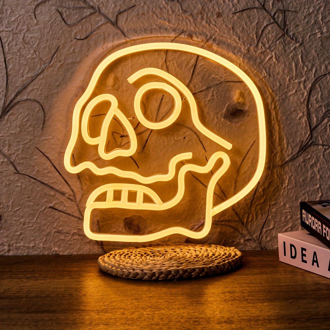 1pc Backboard Led Neon Sign, Halloween Skull Neon Sign, Line Switch 5V USB Powered Wall Hanging Light