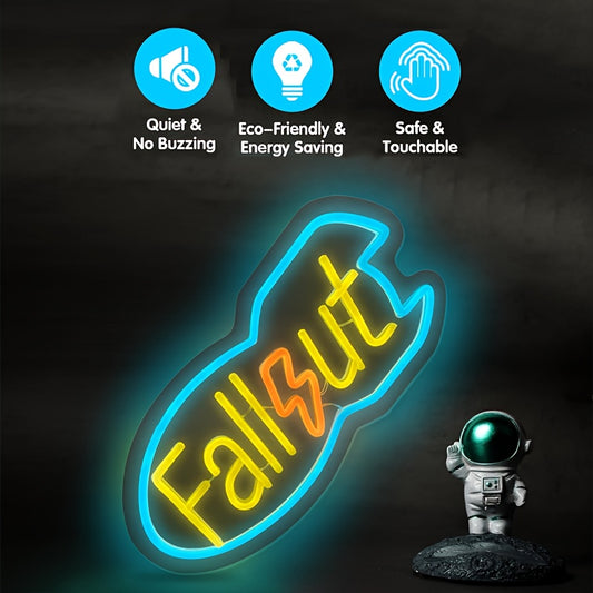 Fallout LED Neon Sign - Multi-Color USB Powered Plastic Wall Hanging Neon Light with Switch Control for Game Room, Bedroom, Man Cave - Energy-Saving Neon Merchandise Gift for Men And Boys