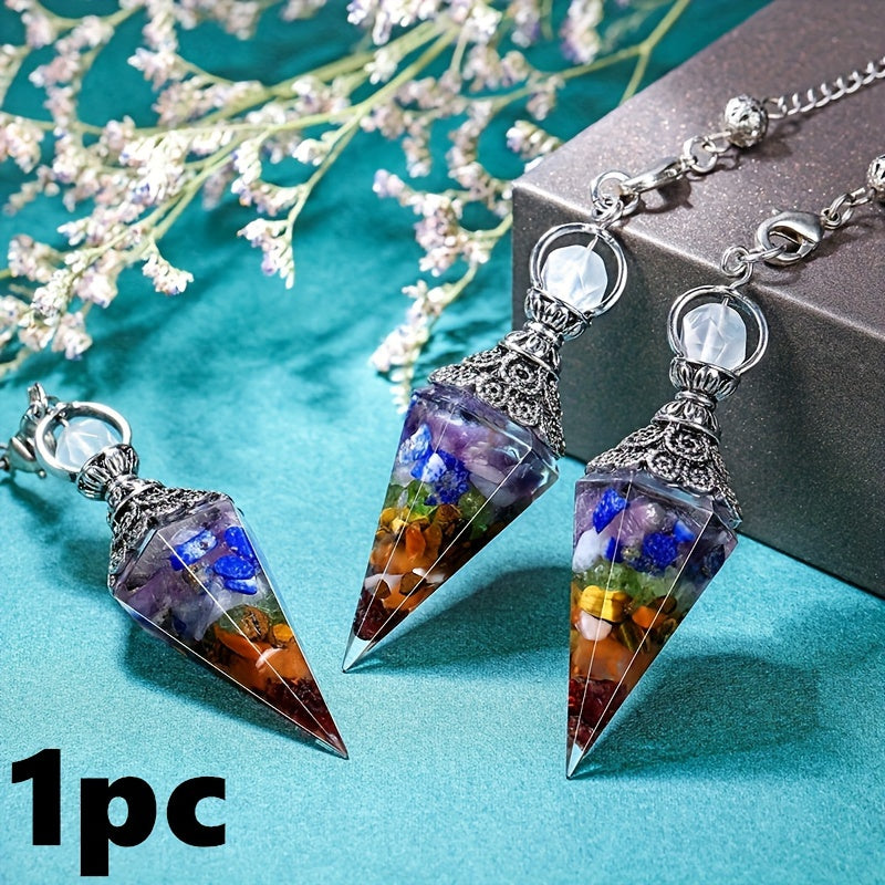 1pc Natural Amethyst, Aquamarine Chakra, Healing Aura Pendulum, 12 Crystal Point Pendant, With Hexagram Charm Spell, Balance Magnetic Field Dream Catcher