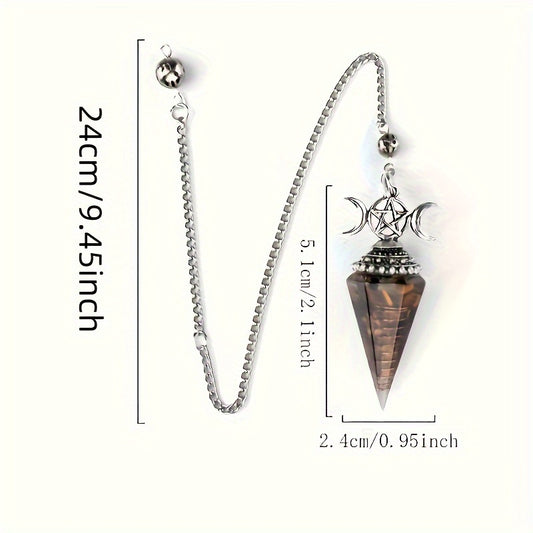 1PC Seven Chakra Gravel Resin Artificial Crystal Pendant, Divination Moon Chakra Hexagonal Cone Pendulum