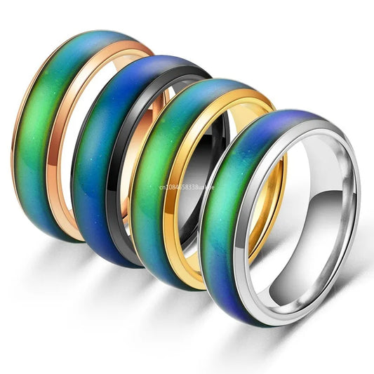 1pcs Stainless Steel Mood Ring Changing Color Rings Emotion Feeling Temperature Ring for Women Men Couples Rings Fashion Jewelry