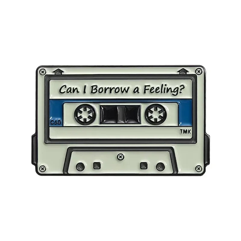 80s 90s Retro Nostalgic Tape Cassettes Enamel Pins Music Tape Can I Borrow A Feeling? Brooch Lapel Badge Jewelry Gifts Wholesale