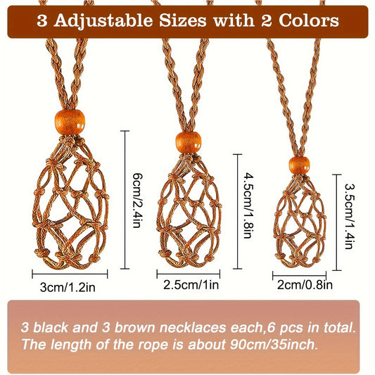 10pcs Crystal Necklace Bracelet Holder Cord, Adjustable Empty Stone Holder, Boho Cage Holder Rope for DIY Jewelry Making