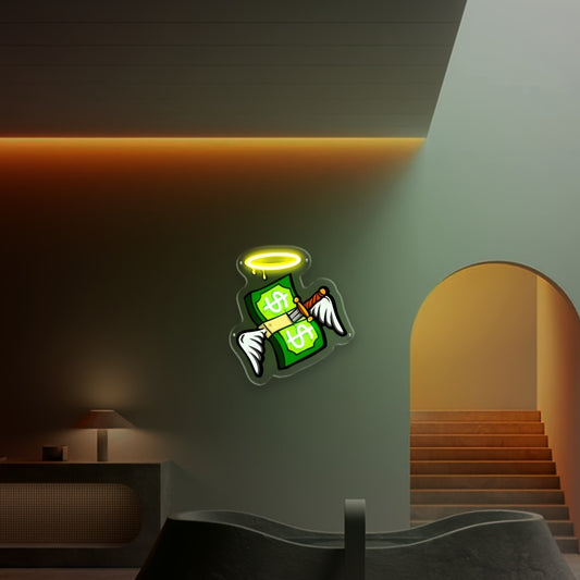 1pc Dollars And Wings LED Neon Sign Neon Wall And Table Decor, Light Up Signs USB Powered Neon Lights Signs, For Bedroom Room Bar Wedding Party Decoration