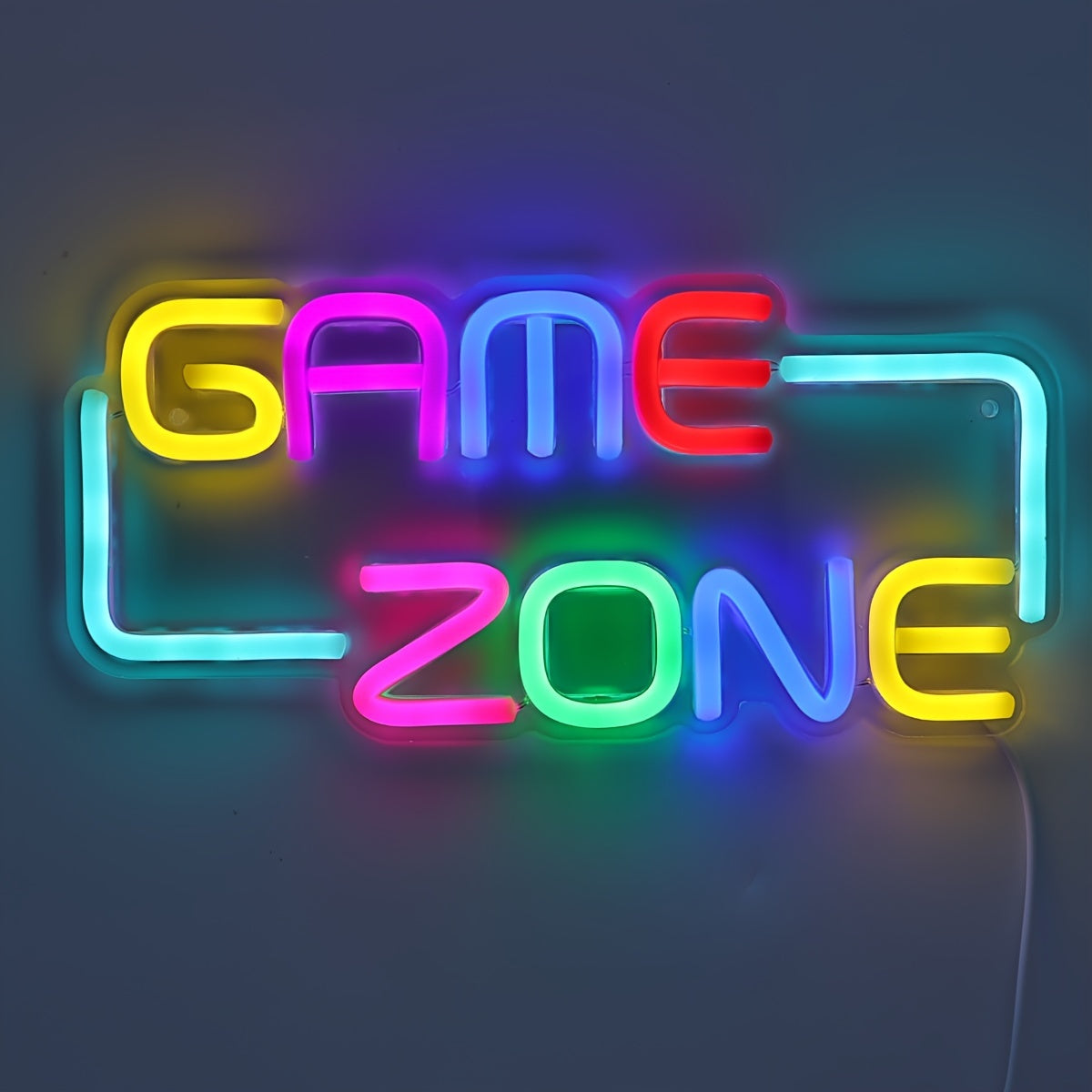 Game Zone LED Neon Sign - USB Powered, Wall Hanging, Single Color, Multipurpose Night Light for Gaming Room, Home, Party, Pub, Club - 11.77'' x 5.47'', Plastic with Metal Finish, Switch Control