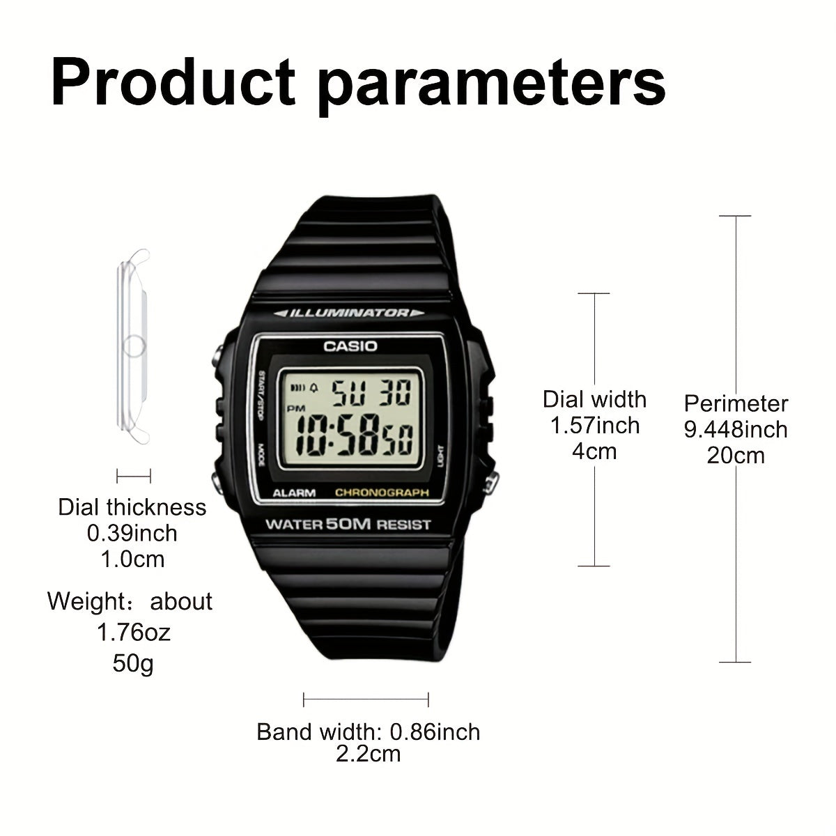 Casio Classic Chronograph Watch Womens Digital Sports 50M