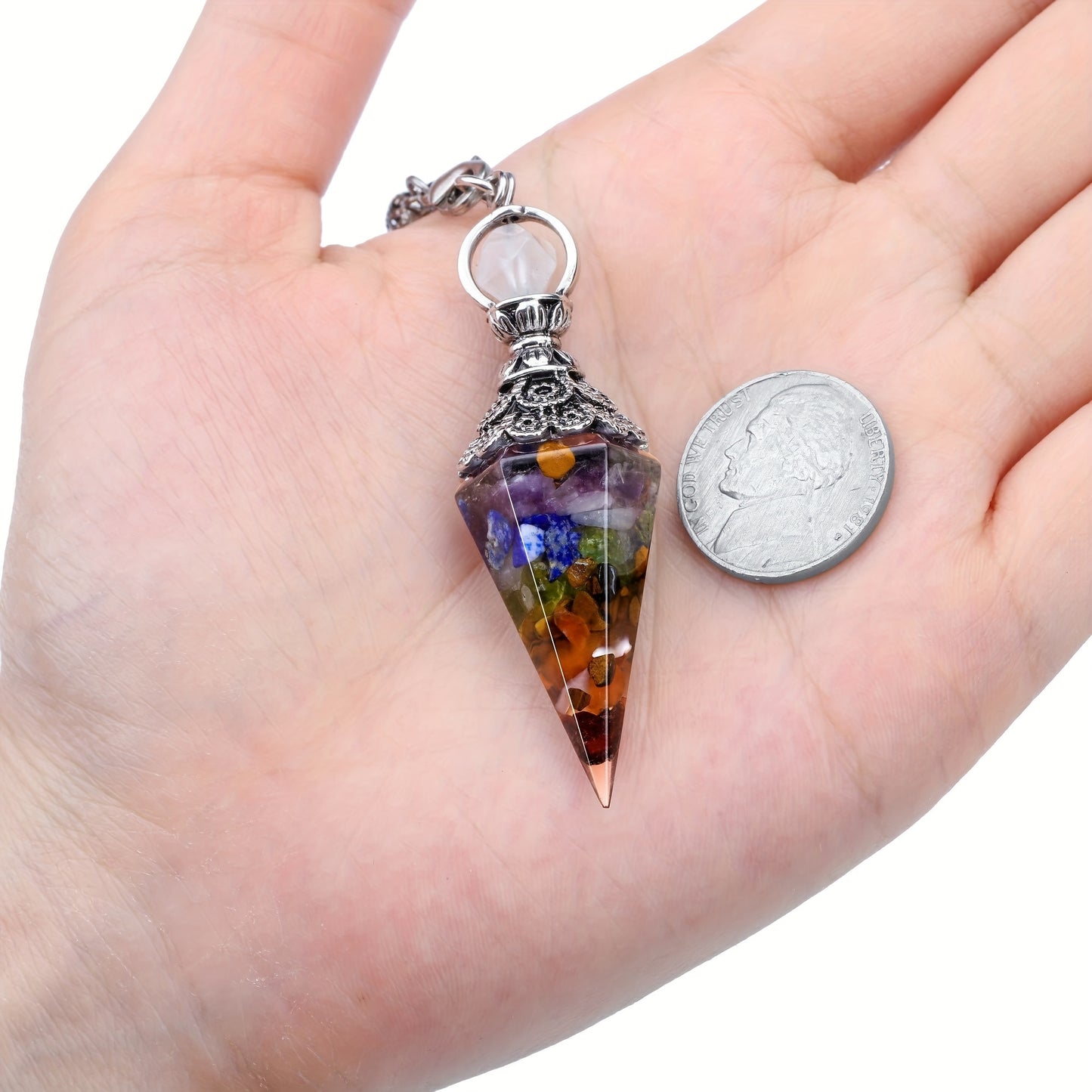 1pc Natural Amethyst, Aquamarine Chakra, Healing Aura Pendulum, 12 Crystal Point Pendant, With Hexagram Charm Spell, Balance Magnetic Field Dream Catcher