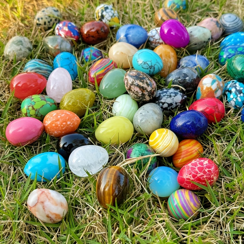 20pcs Natural Polished Stone Egg Crystal, Large Stone Polished Mineral Egg, Palm Chakra Egg Crystal, Perfect Easter Decoration Easter Gift Random