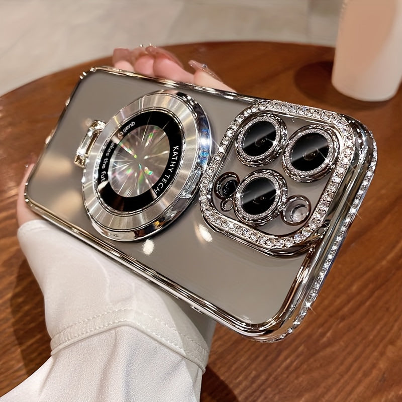 Stylish Rhinestone Phone Case with Lens Protection - Durable, Scratch-Resistant, and Shock-Absorbing - Compatible with iPhone 15, 14, 13, 12 Pro Max