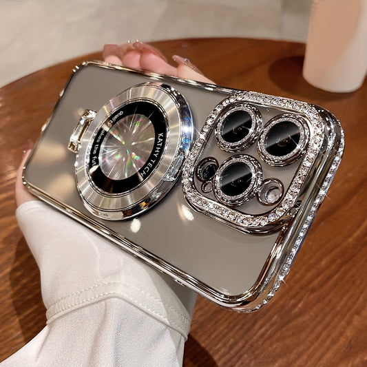 Stylish Rhinestone Phone Case with Lens Protection - Durable, Scratch-Resistant, and Shock-Absorbing - Compatible with iPhone 15, 14, 13, 12 Pro Max