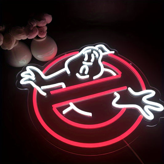 Ghostbusters LED Neon Sign, Multi-Color USB Powered Wall Hanging Light, Plastic Switch Controlled, Multipurpose Decoration for Gaming Club, Birthday, Halloween, Christmas - 1pc No Battery Required