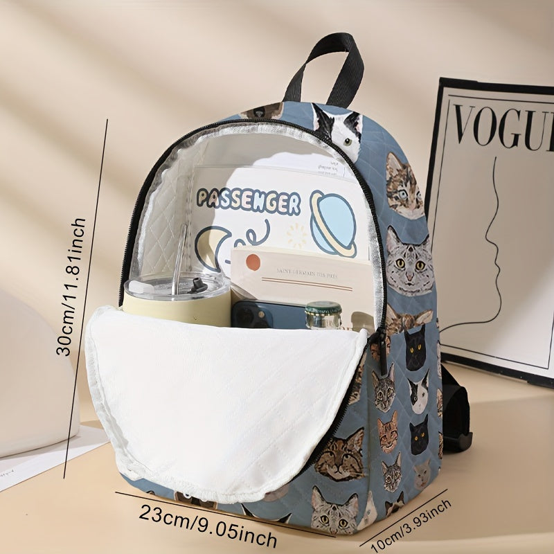 Cat Pattern Print Backpack Lightweight Travel Daypack