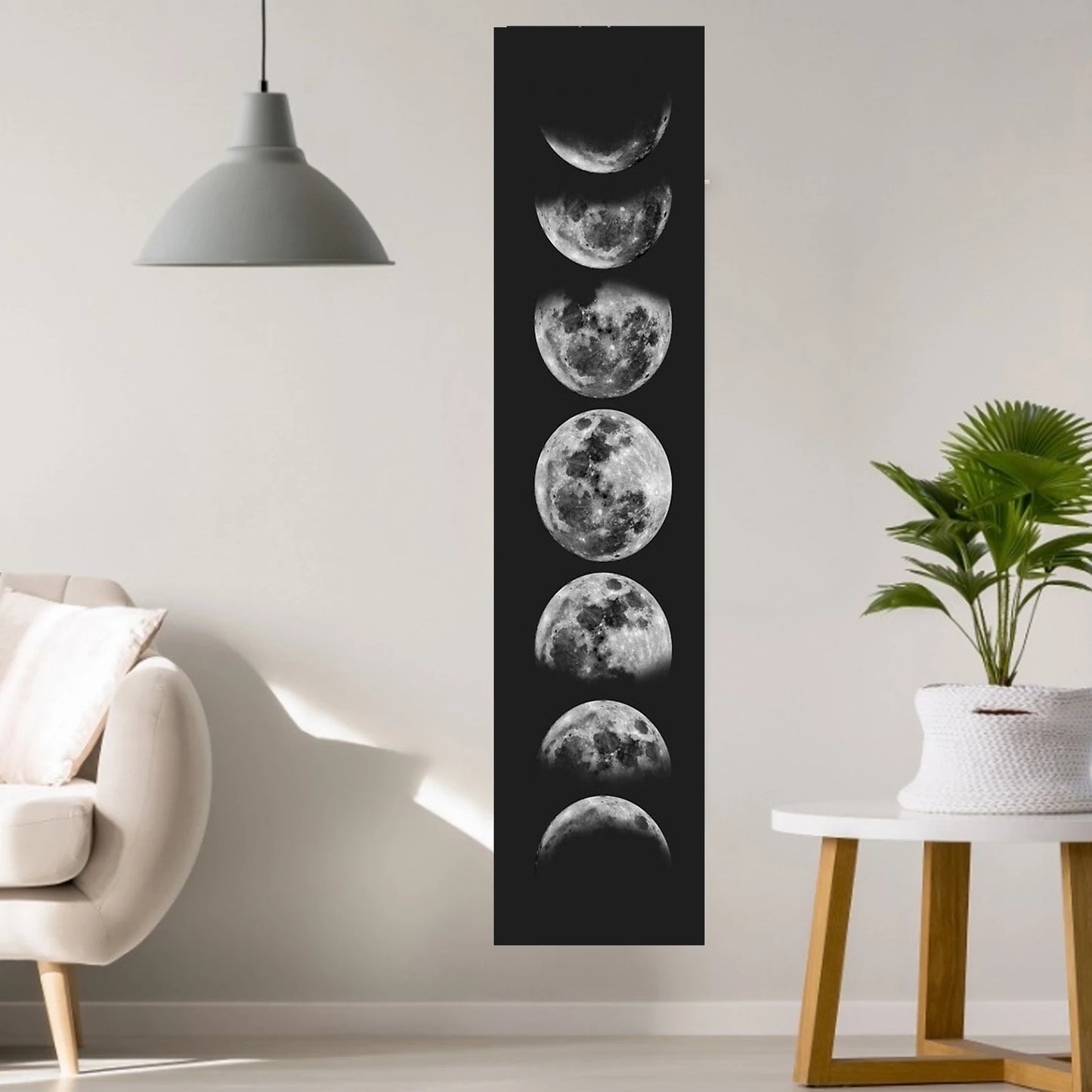 Psychedelic Moon Phase Tapestry - Black for Galaxy Night Sky Wall Hanging, 100% Polyester, Vertical Orientation, Non-Woven Home Decor for Bedroom & Living Spaces, Moon Decor