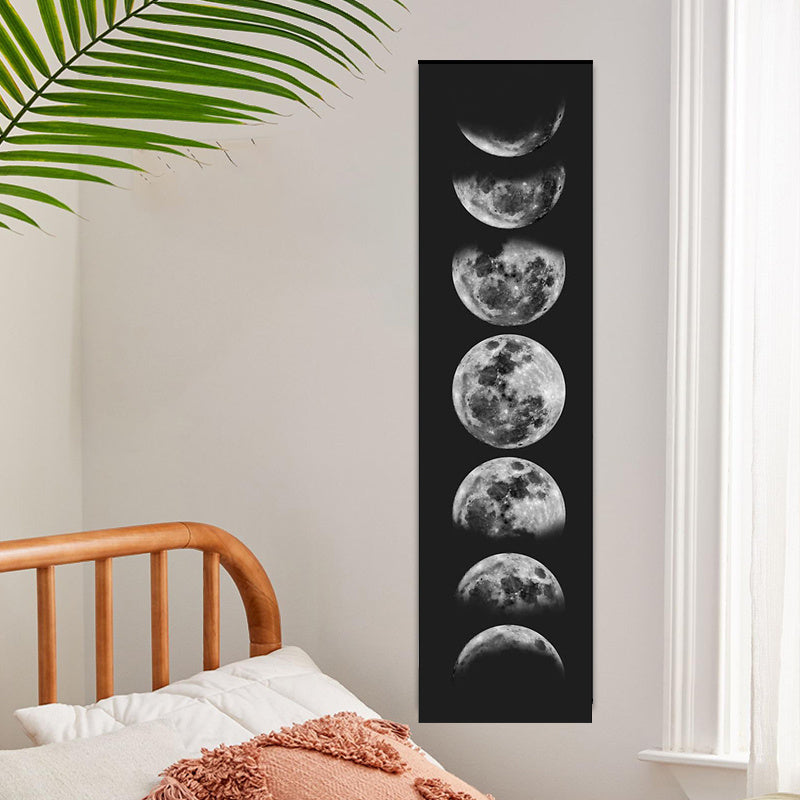 Psychedelic Moon Phase Tapestry - Black for Galaxy Night Sky Wall Hanging, 100% Polyester, Vertical Orientation, Non-Woven Home Decor for Bedroom & Living Spaces, Moon Decor