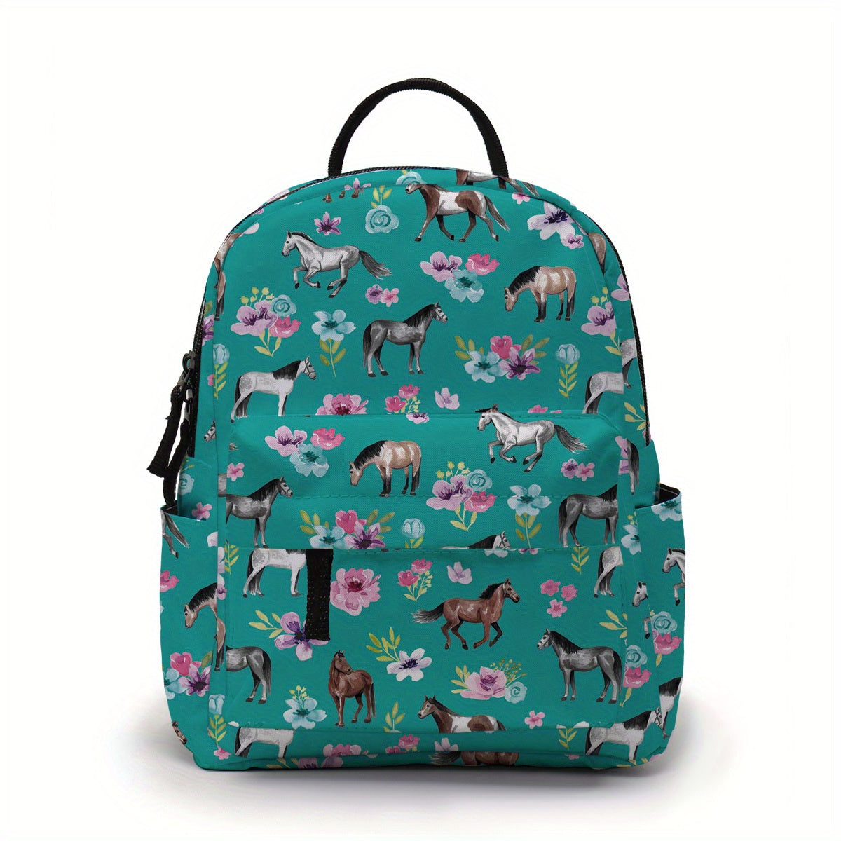 Mini Backpack, Small Women's Campus School Bag, Cute Horse Backpack