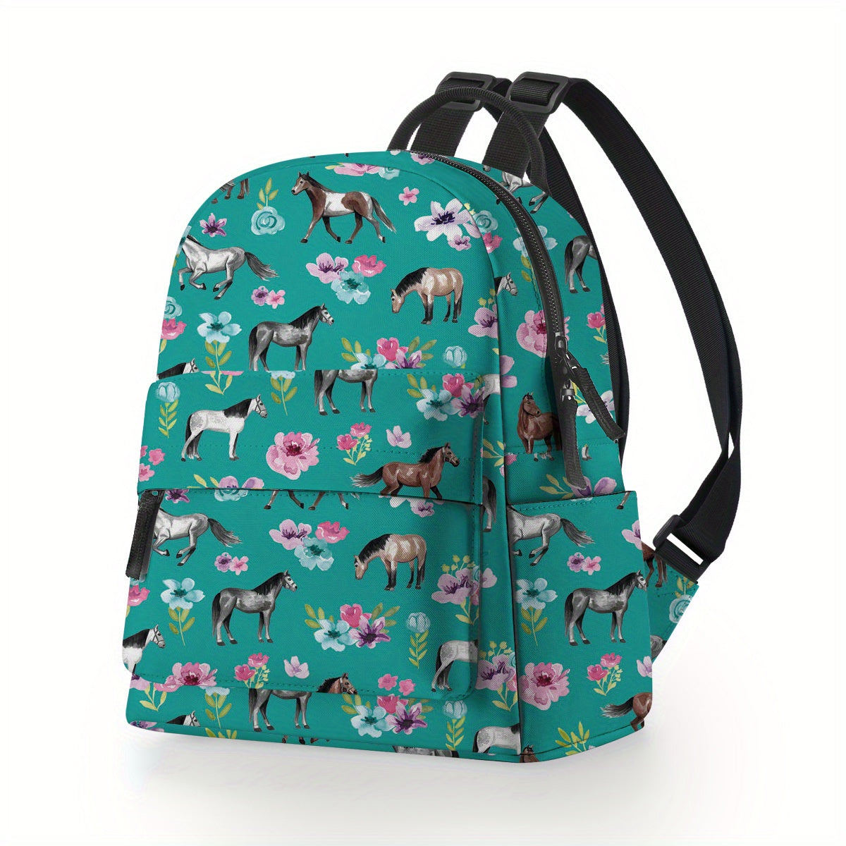 Mini Backpack, Small Women's Campus School Bag, Cute Horse Backpack