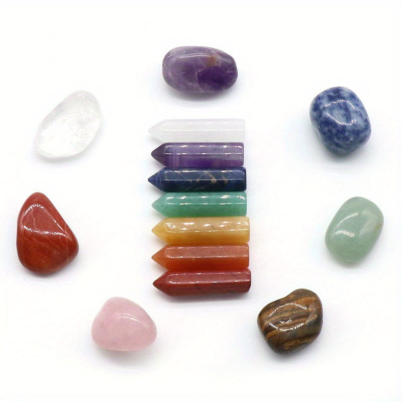 14PCS Natural Stone Set 7 Chakra Reiki Healing Stone Quartz Mineral Ornament Healing Gemstone Home Decoration Craft Stones Gifts