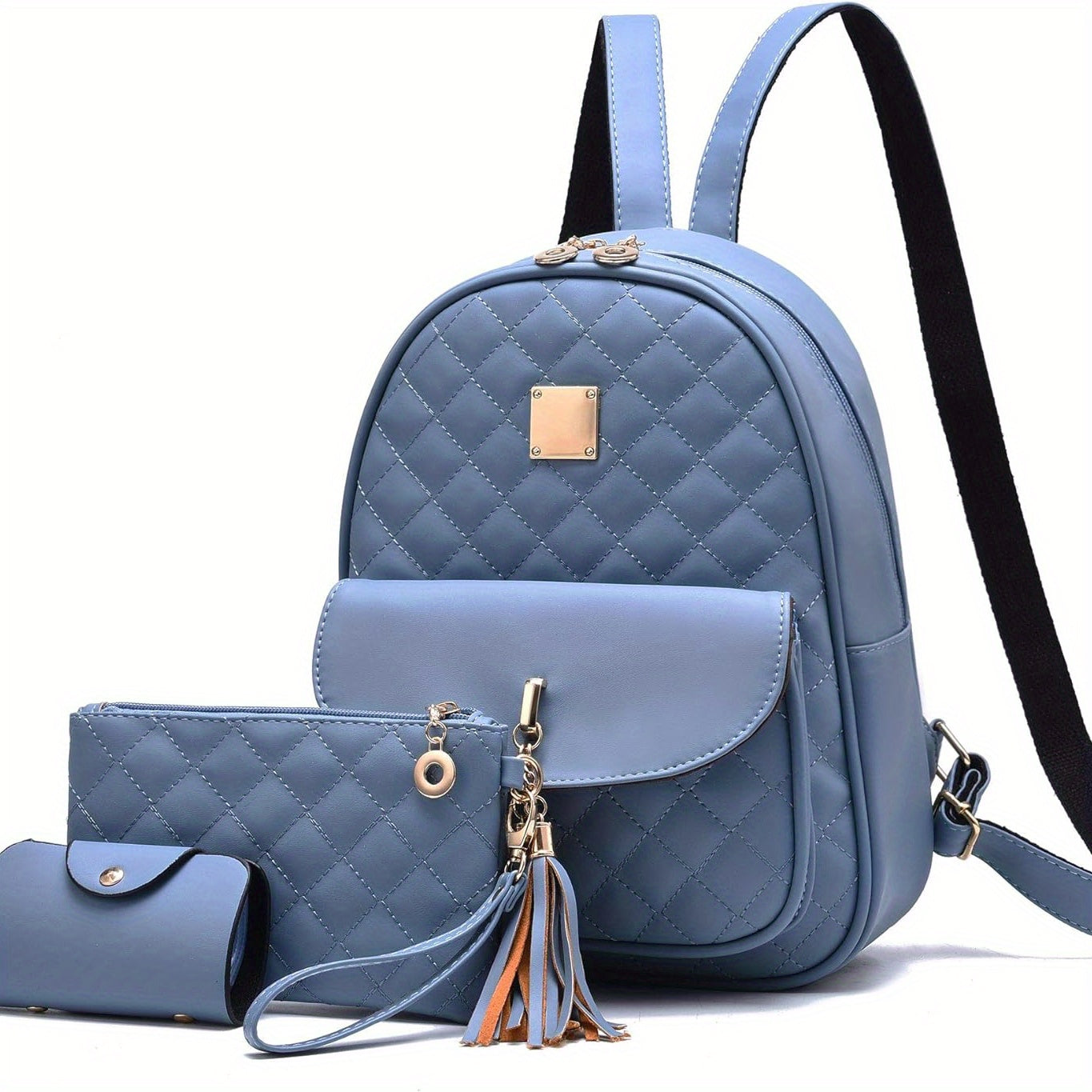 Three Piece Mini Quilted Backpack for Women Small Purse