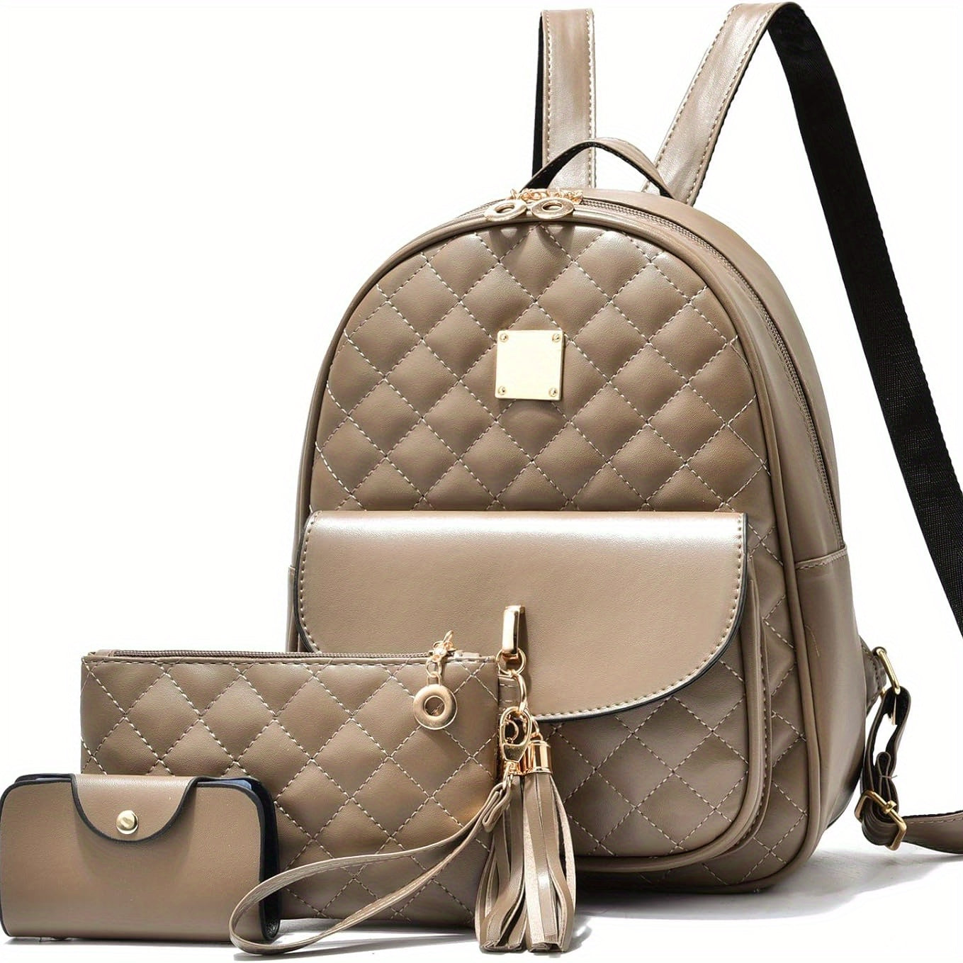 Three Piece Mini Quilted Backpack for Women Small Purse