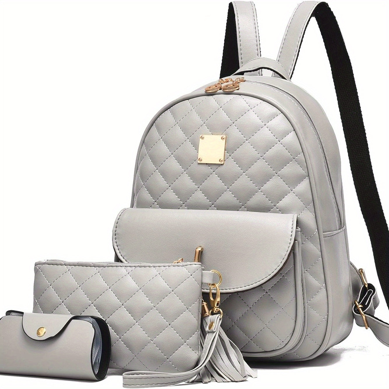 Three Piece Mini Quilted Backpack for Women Small Purse