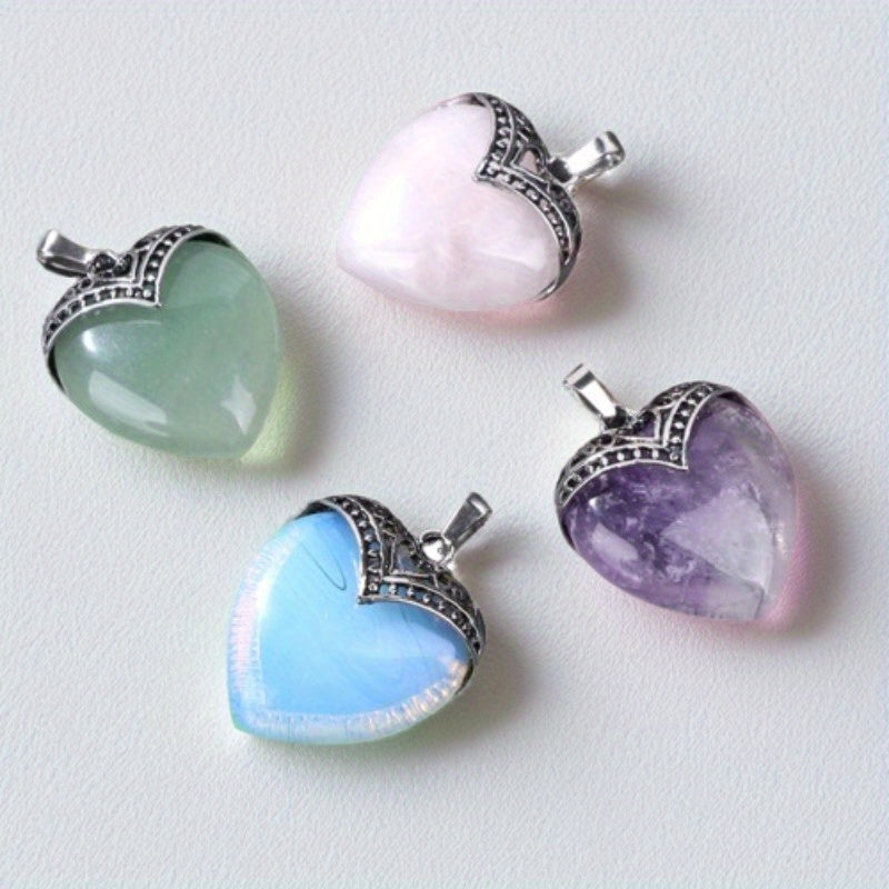 4pcs Large Natural Peach Heart Shaped Crystal Necklace For Love, Pendant For Valentines Day Gifts, Party, Birthday, Business Holiday Gift For Men And Women, With Gift Box