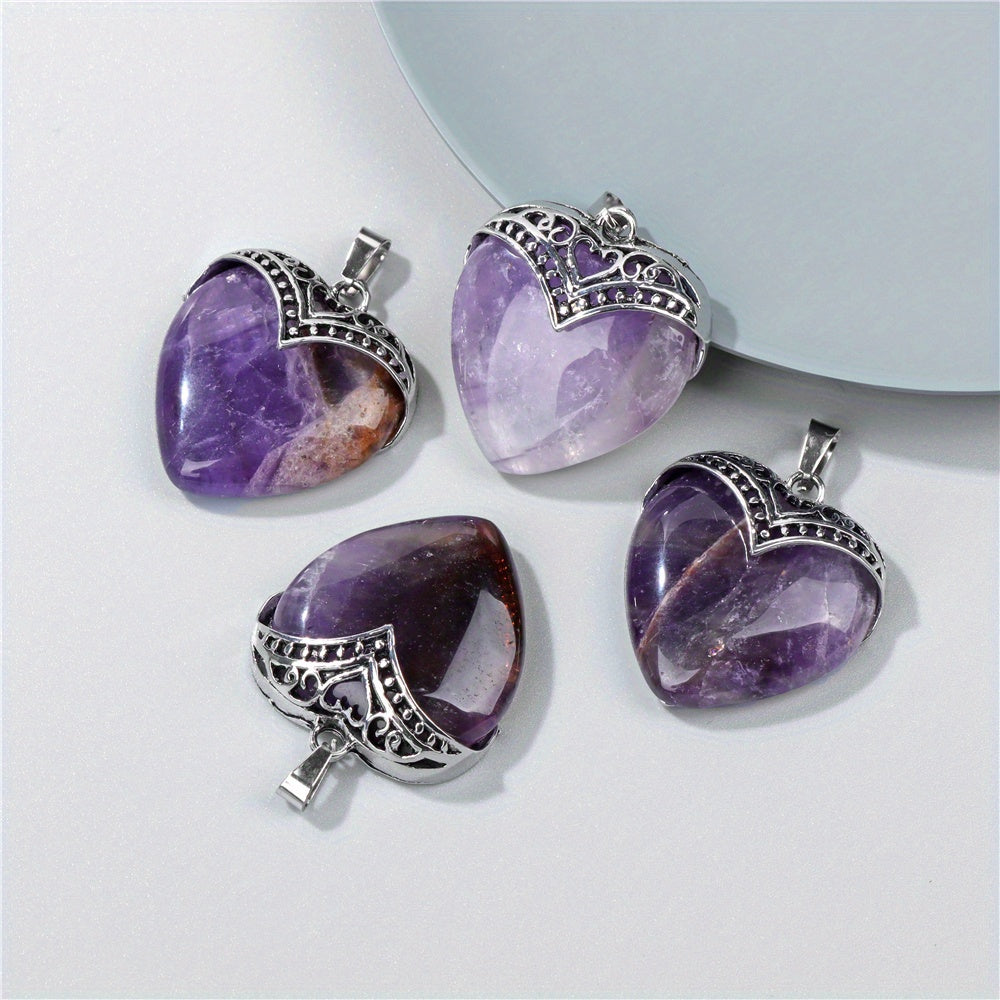 4pcs Large Natural Peach Heart Shaped Crystal Necklace For Love, Pendant For Valentines Day Gifts, Party, Birthday, Business Holiday Gift For Men And Women, With Gift Box