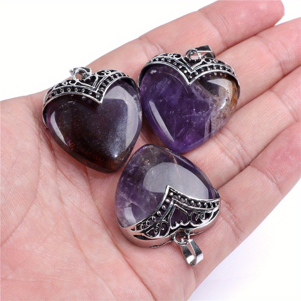 4pcs Large Natural Peach Heart Shaped Crystal Necklace For Love, Pendant For Valentines Day Gifts, Party, Birthday, Business Holiday Gift For Men And Women, With Gift Box