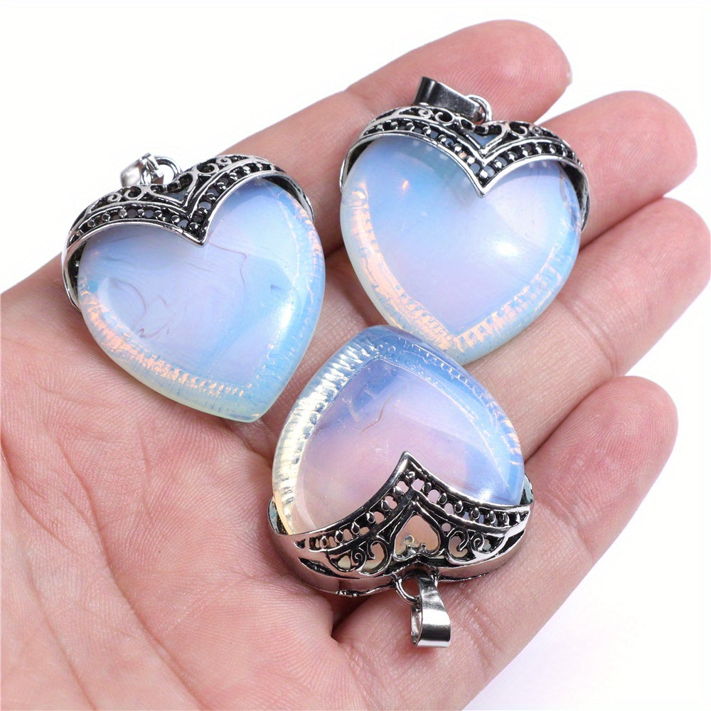 4pcs Large Natural Peach Heart Shaped Crystal Necklace For Love, Pendant For Valentines Day Gifts, Party, Birthday, Business Holiday Gift For Men And Women, With Gift Box
