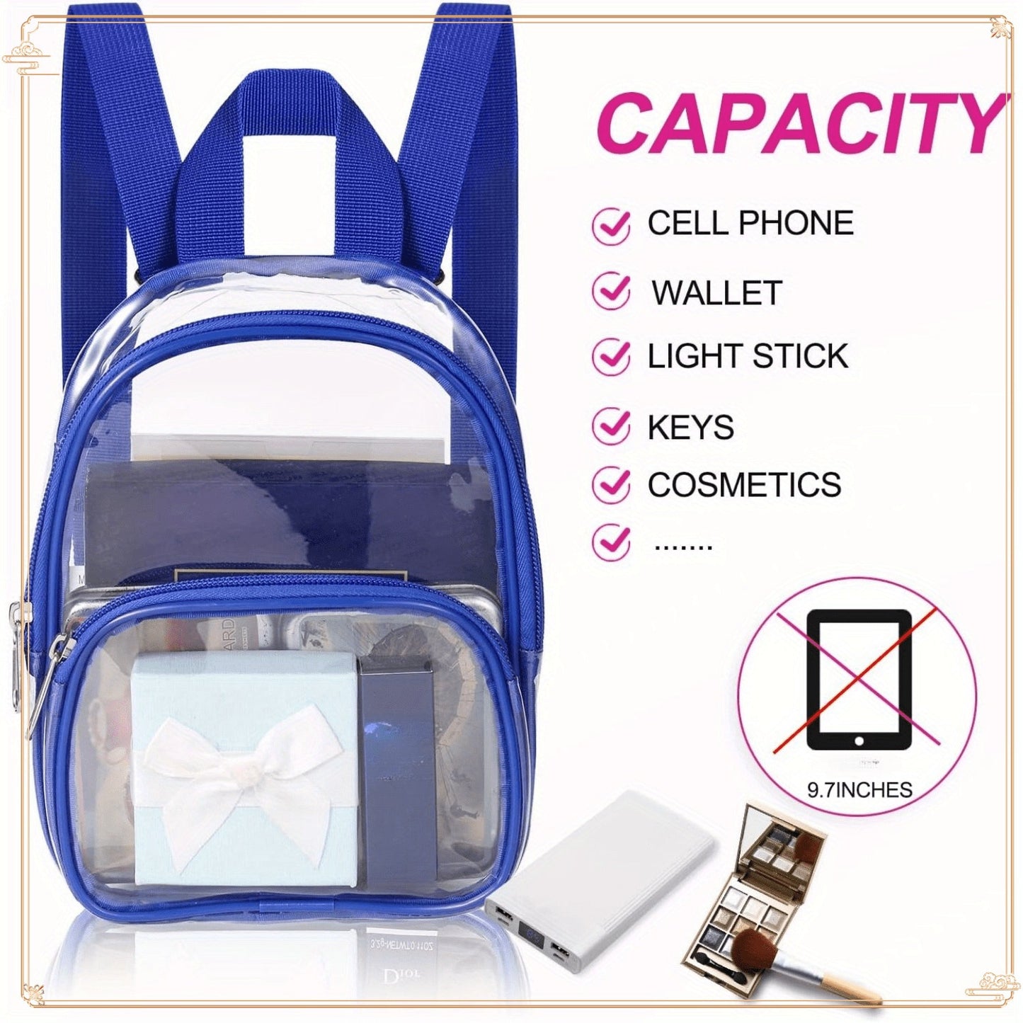 Clear Small Backpack Stadium Approved PVC Crossbody Bag