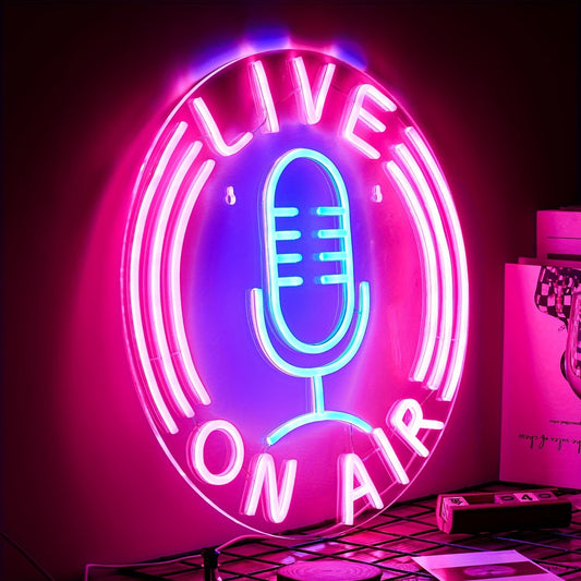 1pc Live On Air Neon Sign, USB Powered Led Neon Sign, Wall Decoration, For Bedroom Living Room, Boys Room Playroom Decor With Adjustable Brightness, Living Room Decor Studio Office Decoration Gift