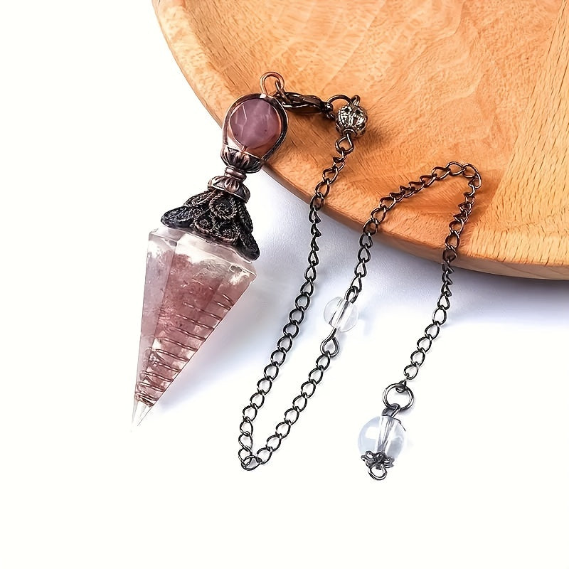1pc 7 Chakra Crystal Stone, Faceted Pendant Pendulum, Life Tree Pendulum For Divination, Wizardry