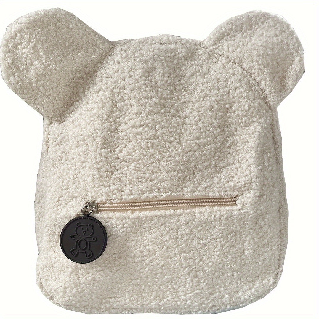 Personalised Womens Girls Cute Bear Pattern Backpack Plush Backpack for girls Custom Name Small Casual Shoulder Daypack Personalised Embroidery Cute Backpack for School Bear Ears Animal Plush Backpack Custom Name Small Backpa