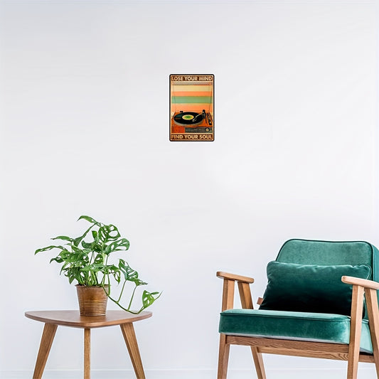 Vintage Vinyl Record Metal Tin Sign (12x8 inches) - Retro Music Decor, Wall Art for Music Room, Bedroom, Cafe, Home Bar & Club -  For Music Lovers & Vinyl Enthusiasts - Ideal Gift for Music Fans