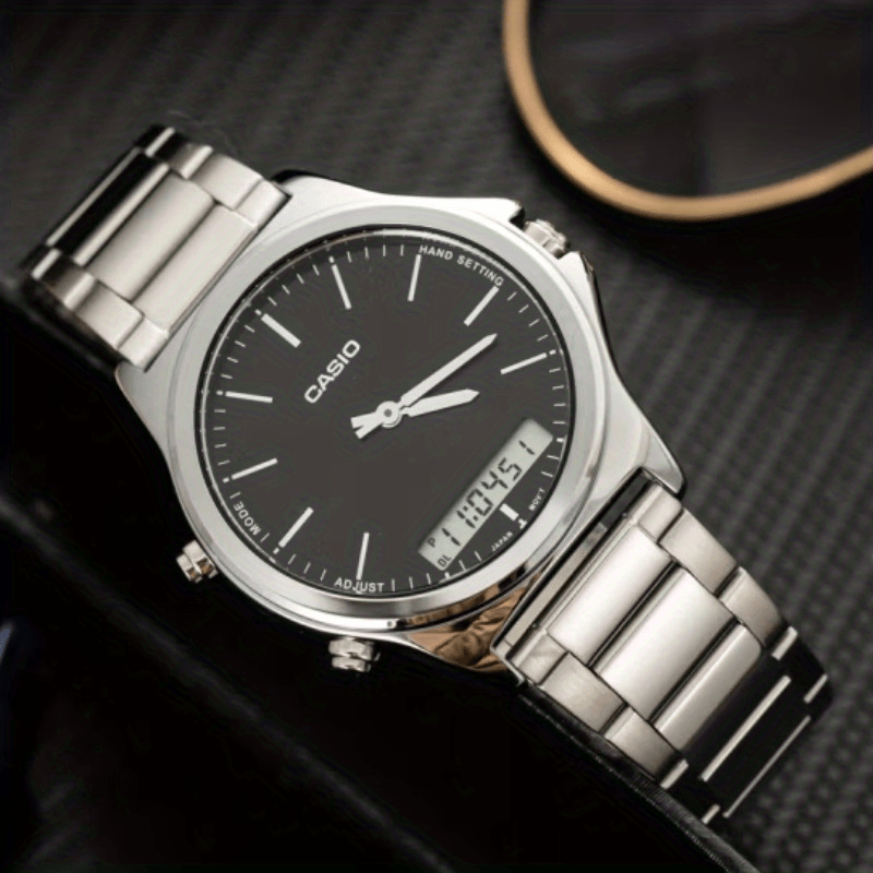 Casio Quartz Date Watch 50M Water Resistant Leather Strap