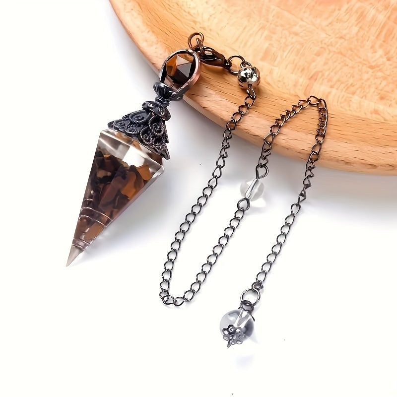 1pc 7 Chakra Crystal Stone, Faceted Pendant Pendulum, Life Tree Pendulum For Divination, Wizardry