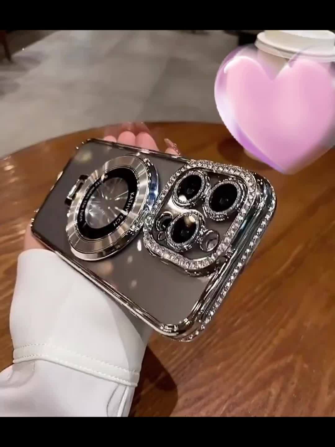 Stylish Rhinestone Phone Case with Lens Protection - Durable, Scratch-Resistant, and Shock-Absorbing - Compatible with iPhone 15, 14, 13, 12 Pro Max