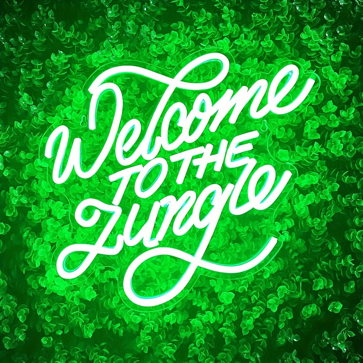 Welcome to the Jungle" Green LED Neon Sign - USB Powered, Wall-Mounted Light for Bedroom, Living Room, Party & Wedding Decor