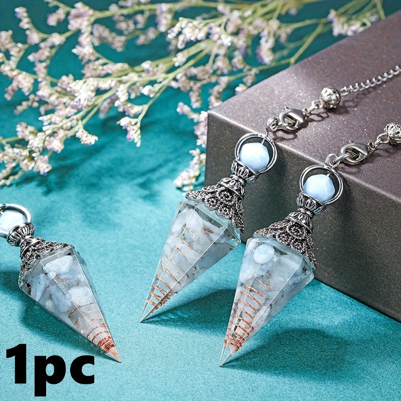1pc Natural Amethyst, Aquamarine Chakra, Healing Aura Pendulum, 12 Crystal Point Pendant, With Hexagram Charm Spell, Balance Magnetic Field Dream Catcher