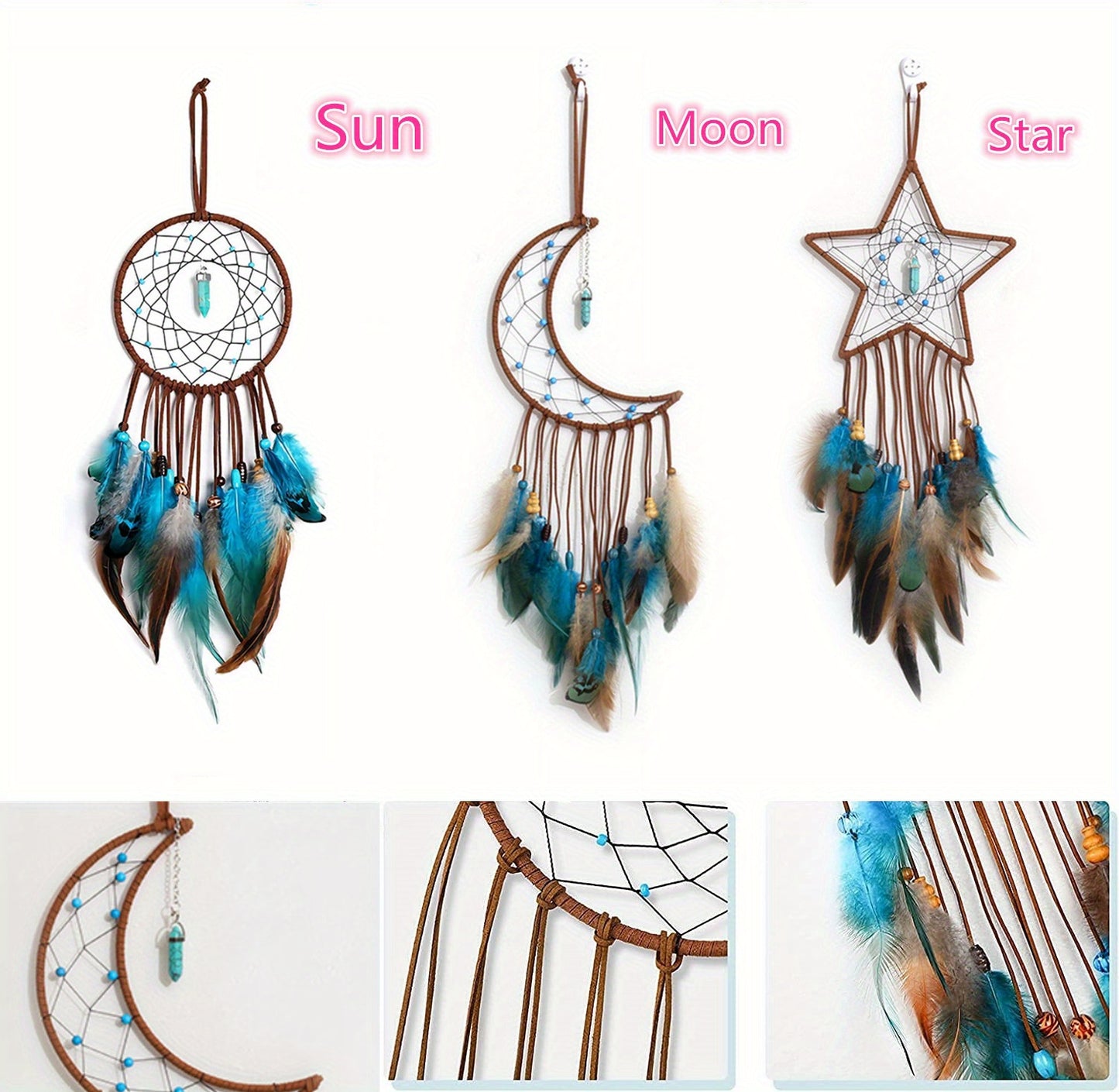 Dream Catcher, Wall Hanging Decoration,  Star Moon Dream Catchers For Bedroom, Ornament Craft Gift Living Room, Bedroom, Dormitory, Classroom, Christmas Wedding Gifts For Girls Boys
