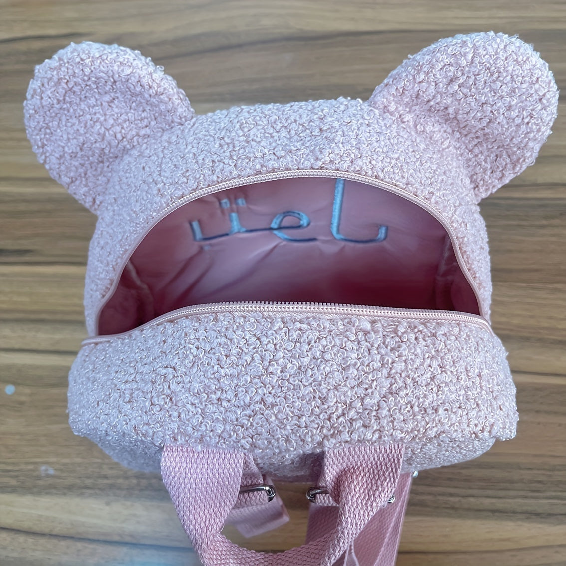 Personalised Womens Girls Cute Bear Pattern Backpack Plush Backpack for girls Custom Name Small Casual Shoulder Daypack Personalised Embroidery Cute Backpack for School Bear Ears Animal Plush Backpack Custom Name Small Backpa