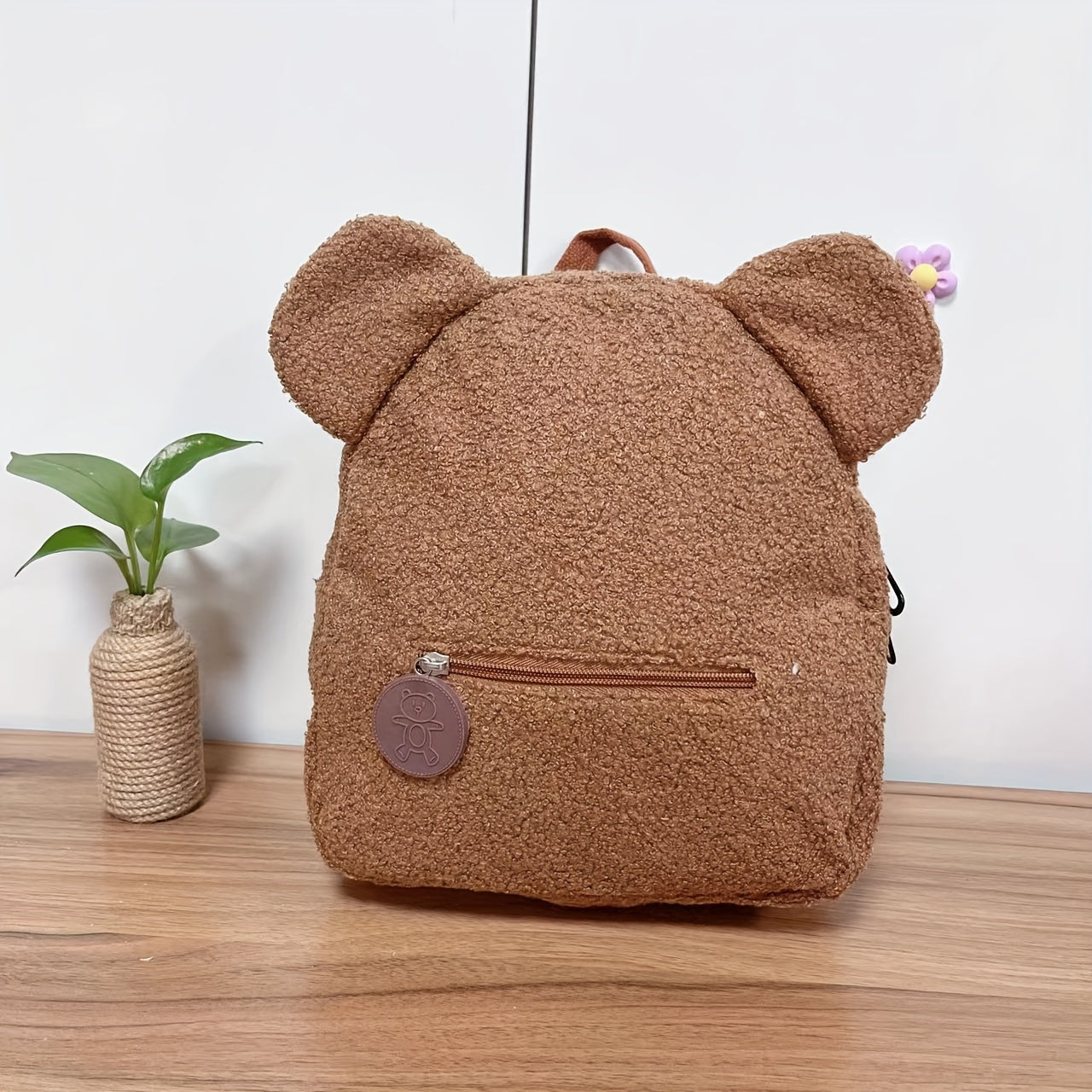 Personalised Womens Girls Cute Bear Pattern Backpack Plush Backpack for girls Custom Name Small Casual Shoulder Daypack Personalised Embroidery Cute Backpack for School Bear Ears Animal Plush Backpack Custom Name Small Backpa