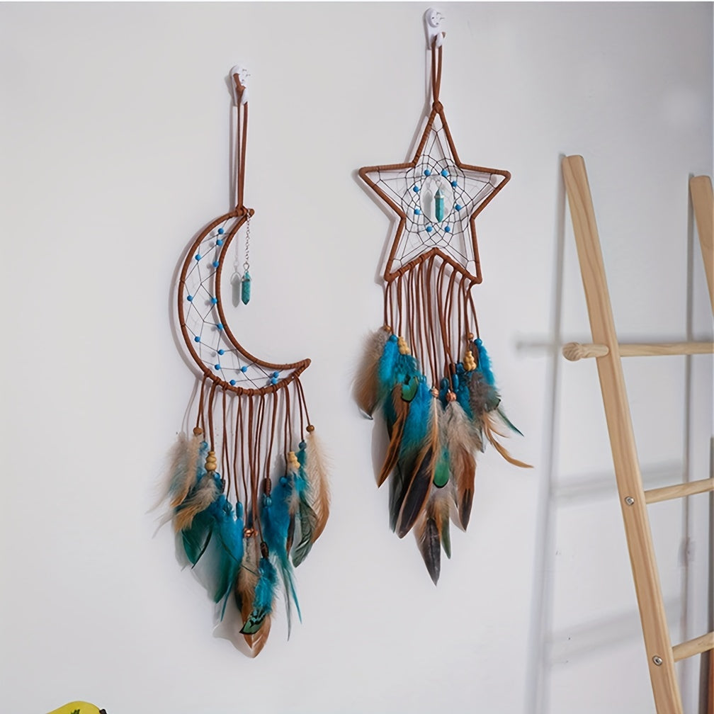 Dream Catcher, Wall Hanging Decoration,  Star Moon Dream Catchers For Bedroom, Ornament Craft Gift Living Room, Bedroom, Dormitory, Classroom, Christmas Wedding Gifts For Girls Boys