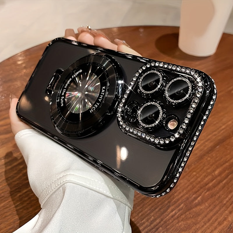 Stylish Rhinestone Phone Case with Lens Protection - Durable, Scratch-Resistant, and Shock-Absorbing - Compatible with iPhone 15, 14, 13, 12 Pro Max