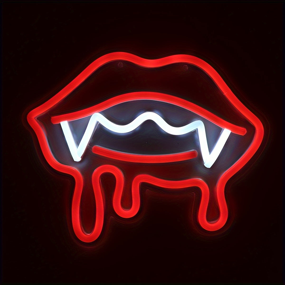 Vampire Lips LED Neon Sign - USB Powered Wall Art for Parties, Pubs & Clubs Decor, 9.84''x8.07''
