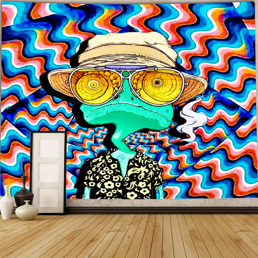 1pc Funy Fluorescent Tapestry, Aesthetic UV BlackLight Tapestry, Wall Hanging for Living Room Bedroom Office Home Decor/Room Decor/Party Deco, with Free Installation Package