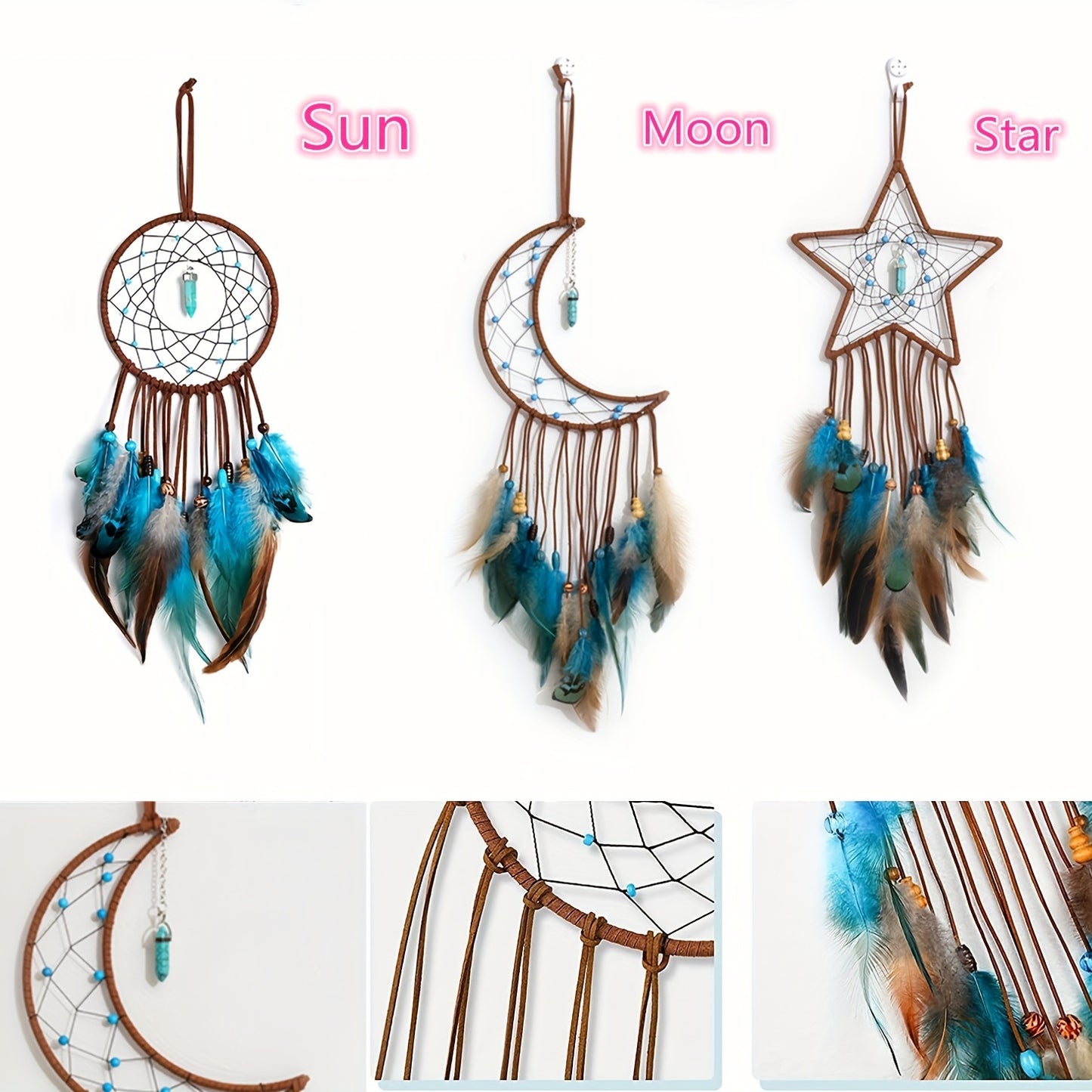 Dream Catcher, Wall Hanging Decoration,  Star Moon Dream Catchers For Bedroom, Ornament Craft Gift Living Room, Bedroom, Dormitory, Classroom, Christmas Wedding Gifts For Girls Boys