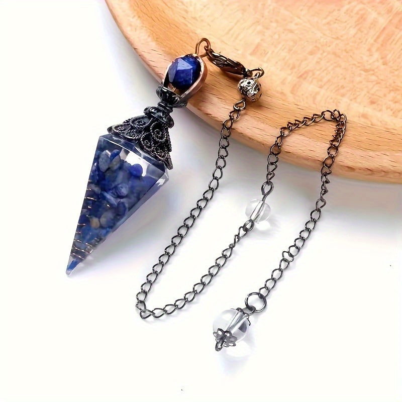 1pc 7 Chakra Crystal Stone, Faceted Pendant Pendulum, Life Tree Pendulum For Divination, Wizardry