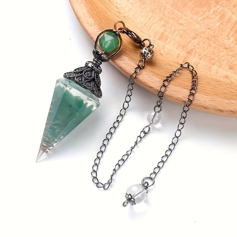 1pc 7 Chakra Crystal Stone, Faceted Pendant Pendulum, Life Tree Pendulum For Divination, Wizardry